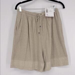 Liz & Co Vintage 90s Linen Blend Shorts Large NWT Casual Lounge Comfy Beige